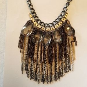 Boho Necklace with Glass Beads and Chains
